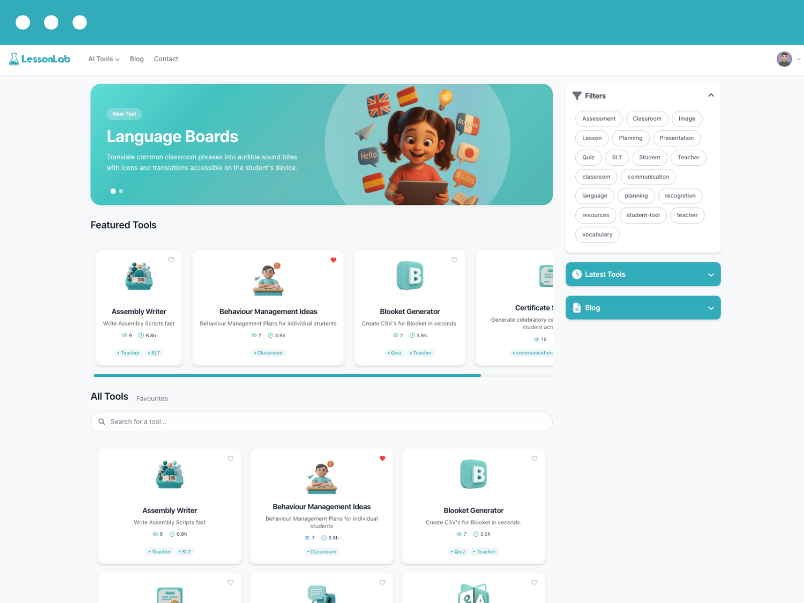 LessonLab AI tools library for teachers — quiz generator, lesson planner and more
